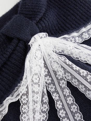 Lace Bow Off Shoulder Sweater